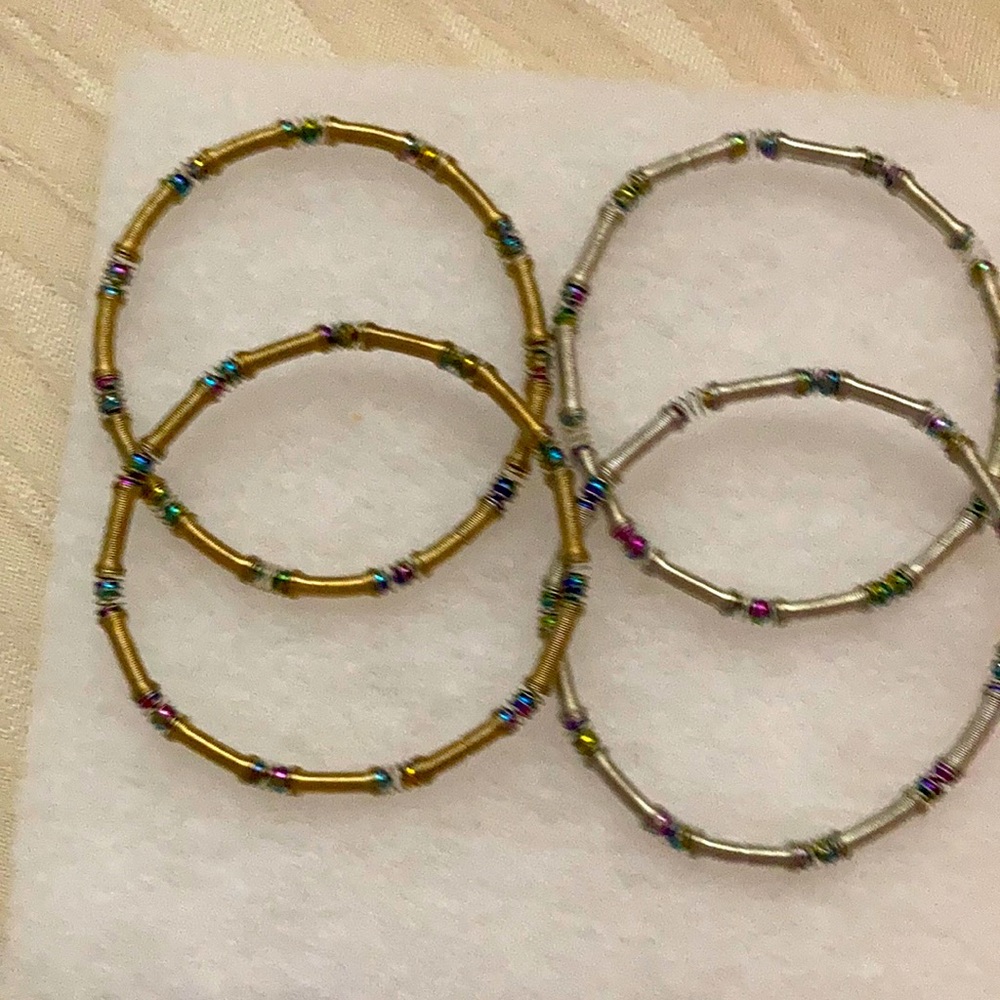 NWOT-SALE -Gold and silver stretch bracelets (4)